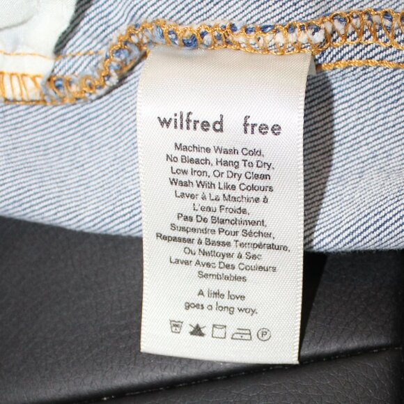 Aritzia Wilfred Free Medium Wash Raw Step Hem Denim Jean Skirt Size 6 - Picture 8 of 9